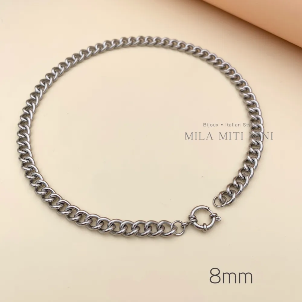 Groumette 8mm-Collana Corta in Acciaio - CAC413-2485