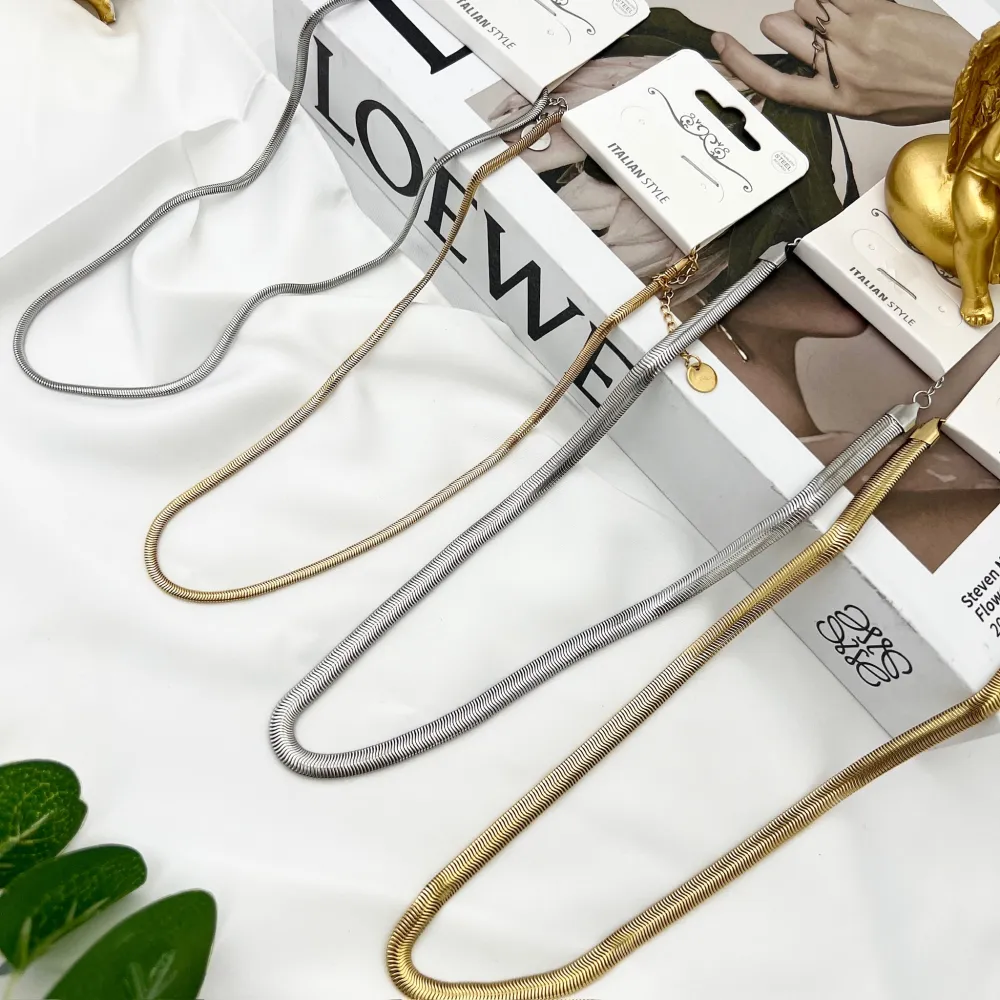 Serpente 5mm-Collana Catena Corta in Acciaio - CAC-413-3519-A