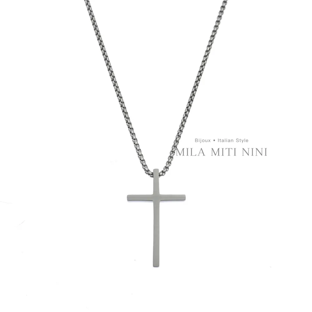 Croce Media-Collana Corta in Acciaio - CAC450-276B