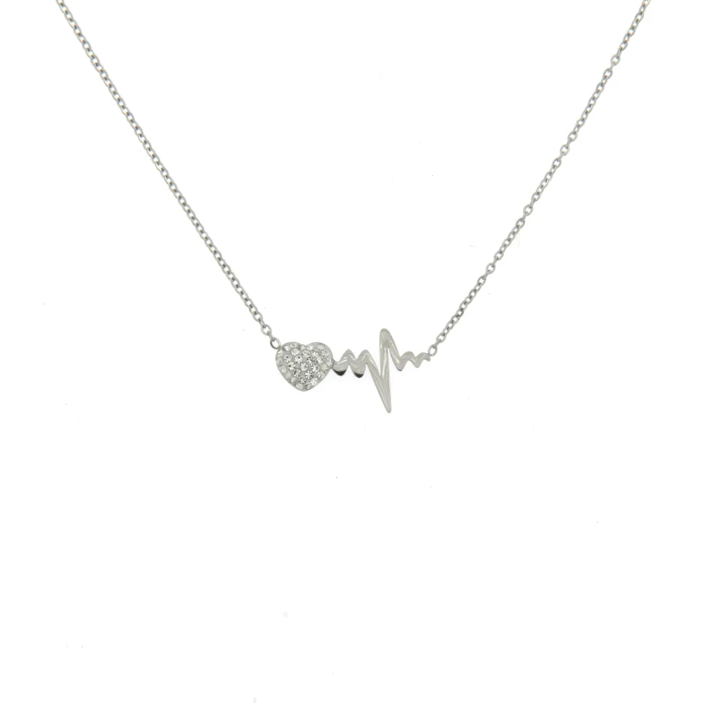 CAS- Cuore Battito 4616 - Collana in Acciaio con Strass - CAC4616- Battito Cuore- Collana in Acciaio con Strass