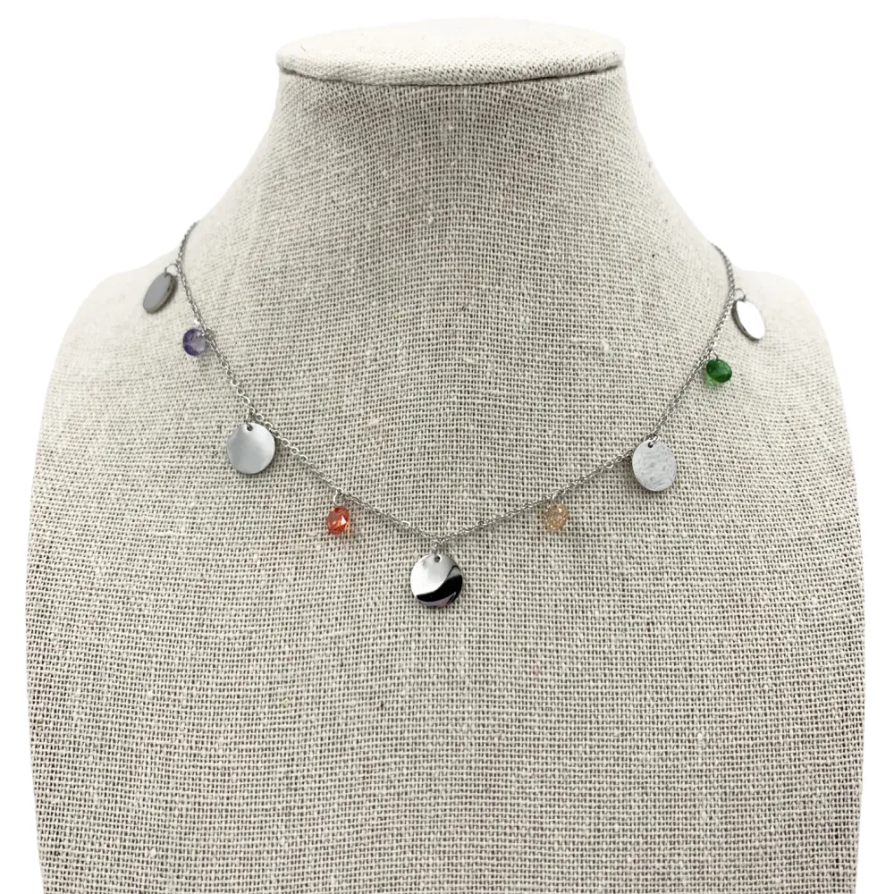 Tondo e zirconia 5037  - Collana Acciaio - CAC5037-Tondo e zirconia - Collana Corta in Acciaio