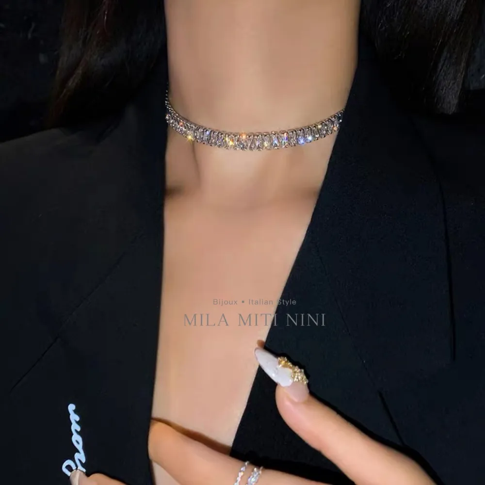 Tennis Rettangolare-Collana Corta in Acciaio - CAC600-B131