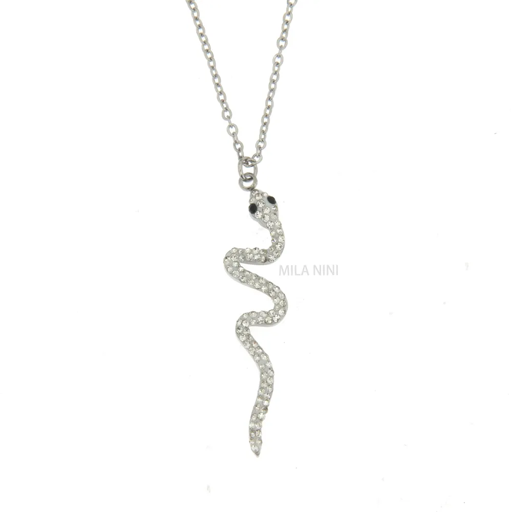 Serpente - Girocollo in Acciaio con Strass - CAC6339-Serpente - Girocollo in Acciaio con Strass