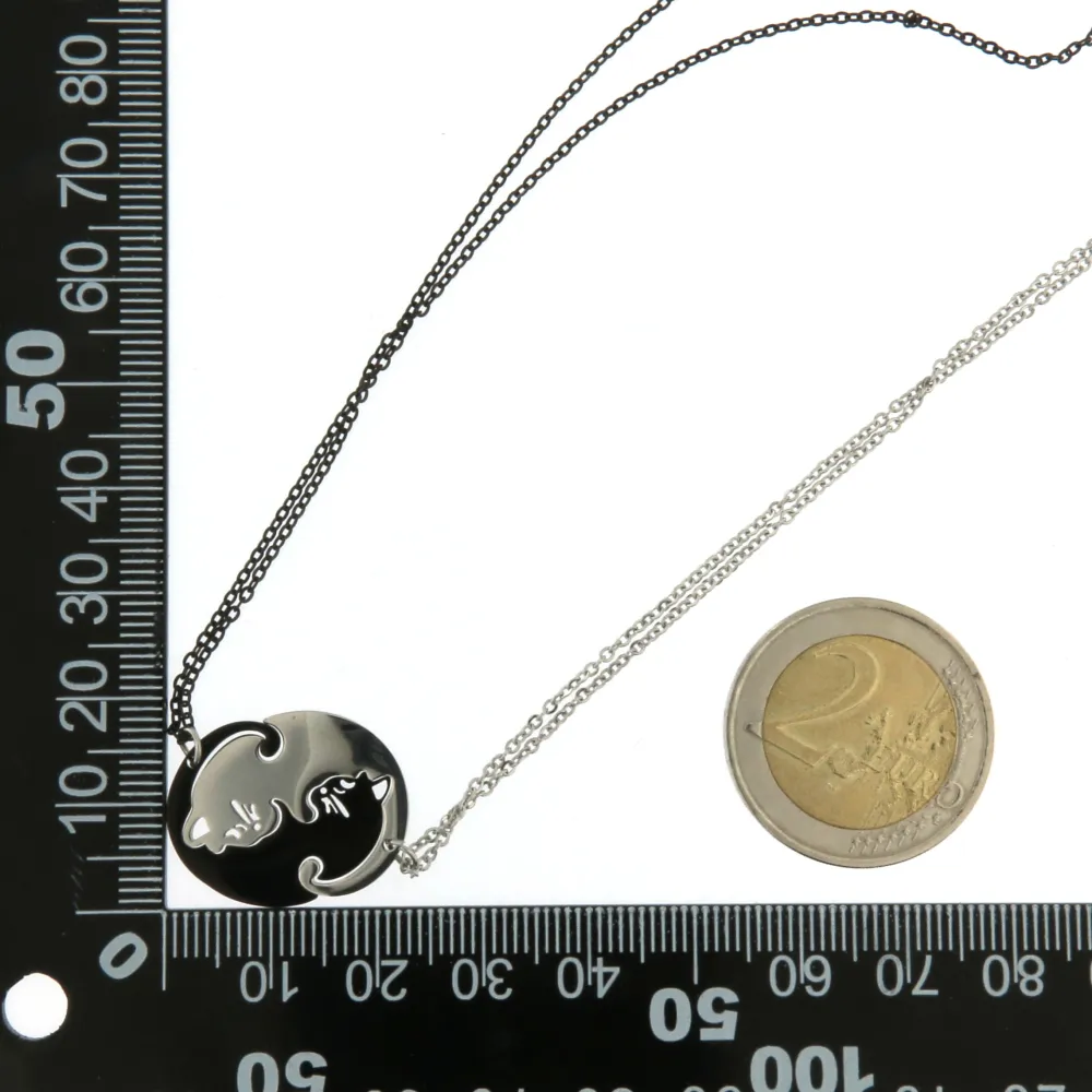 CAC6867-Puzzle Gatto-Collana Coppia Girocollo in Acciaio - CAC6867-Puzzle Gatto-Collana Coppia Girocollo in Acciaio