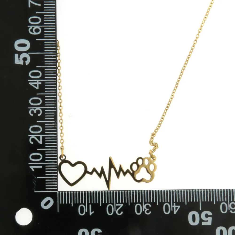 CAC7226-Battito Cuore Zampa- Collana Girocollo in Acciaio - CAC7226-Battito Cuore Zampa- Collana Girocollo in Acciaio