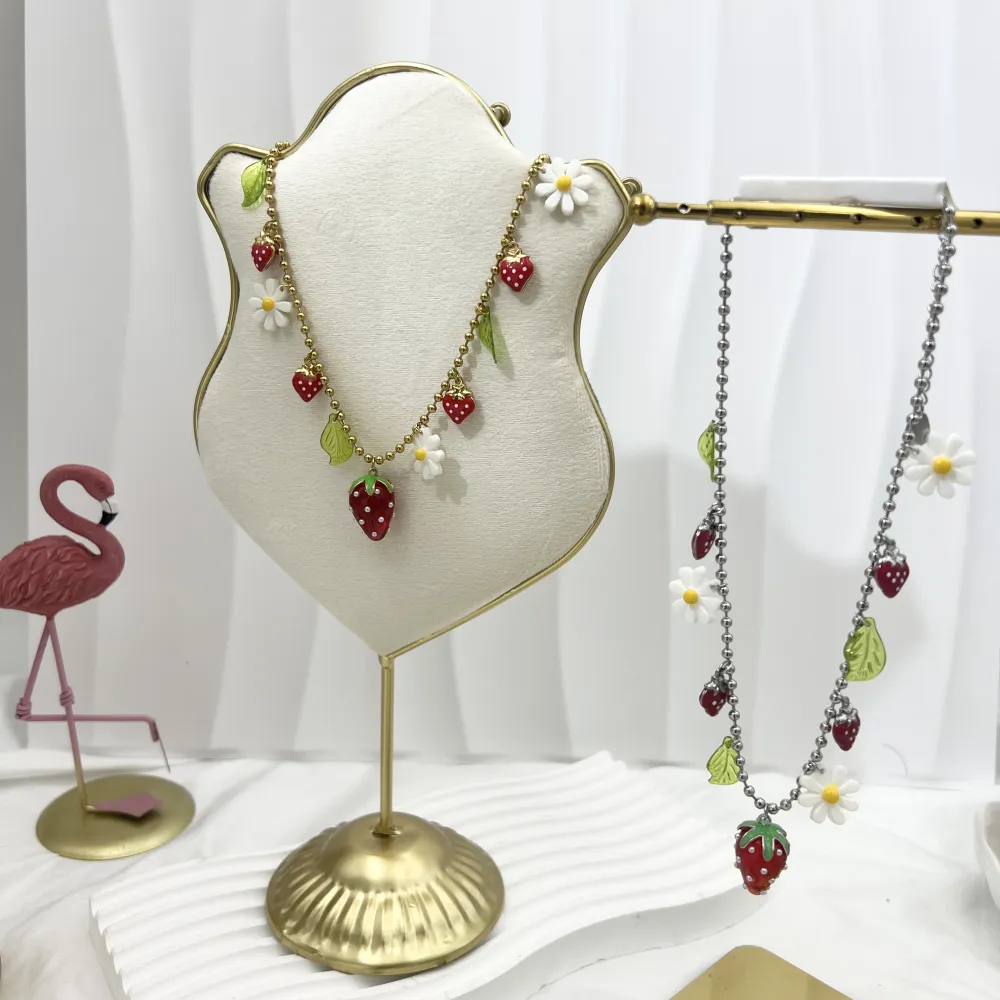 Fragola Margherita -Collana Corta in Acciaio - CAC-732-386