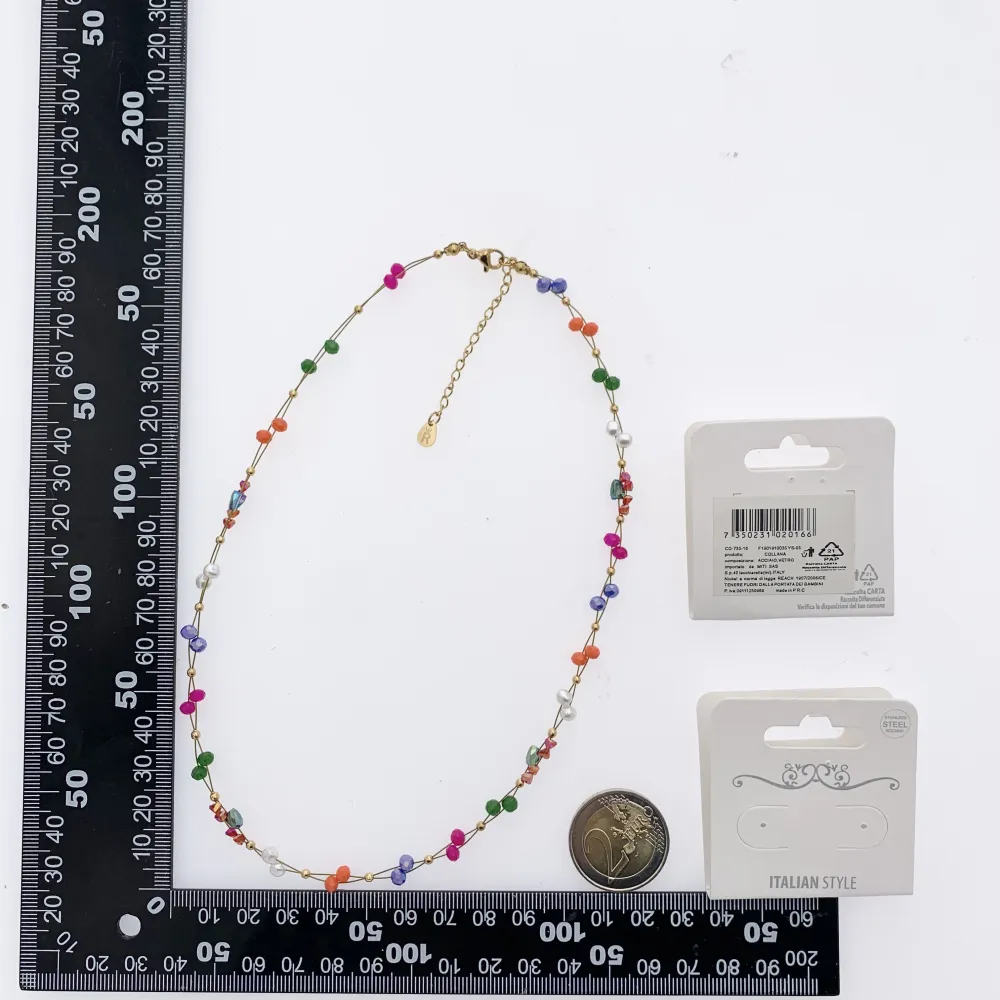 Catena con Perline-Collana Corta in Acciaio - CAC-735-16