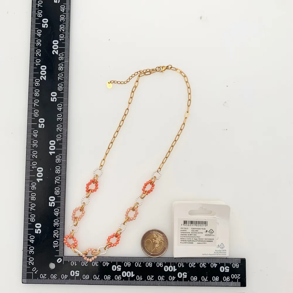 Catena con Perline-Collana Corta in Acciaio - CAC-735-21