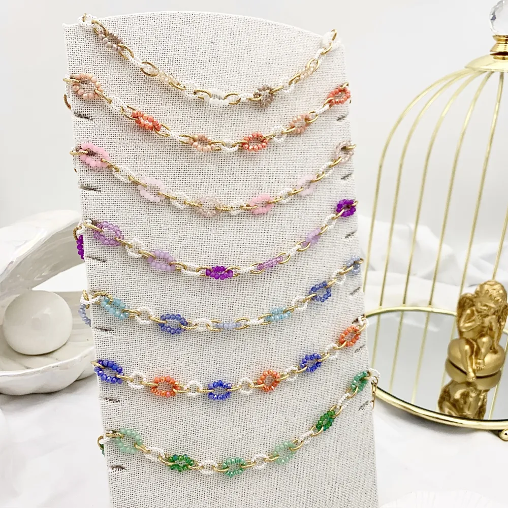 Catena con Perline-Collana Corta in Acciaio - CAC-735-21