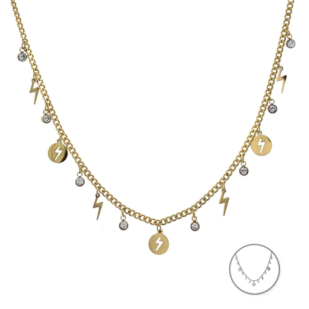 CAC7575-Fulmine-Collana Corta in Acciaio - CAC7575-Fulmine-Collana Corta in Acciaio