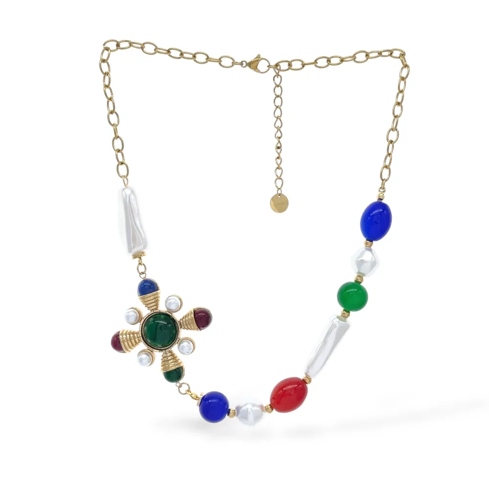 Ovale Croce -Collana Corta in Acciaio - CAC-765-71