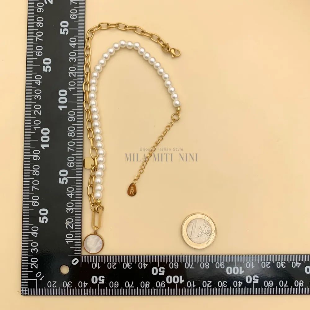 CAC7763-Perla Catena-Collana Corta in Acciaio - CAC7763-Perla Catena-Collana Corta in Acciaio