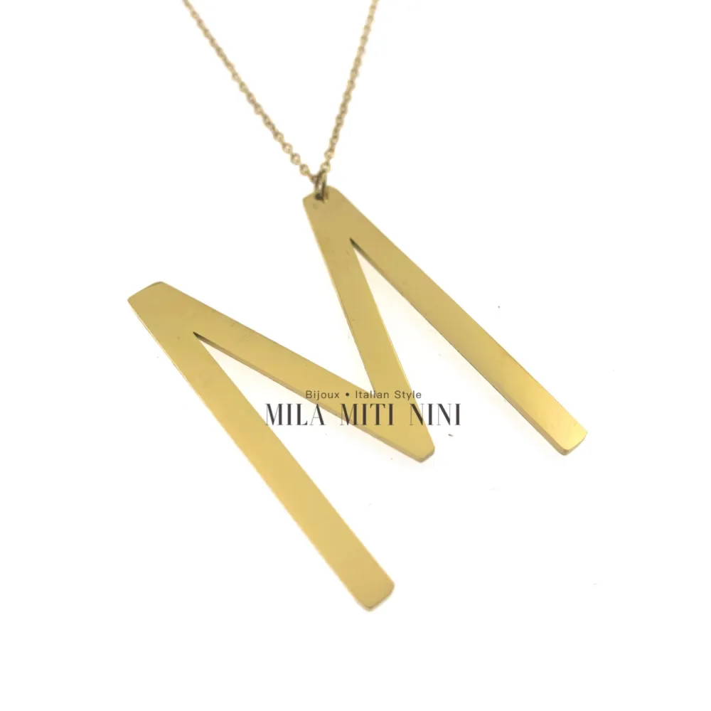 CAL413-1543-Iniziale ORO GIALLO-Collana Lunga in Acciaio - CAL413-1543-Iniziale ORO GIALLO-Collana Lunga in Acciaio