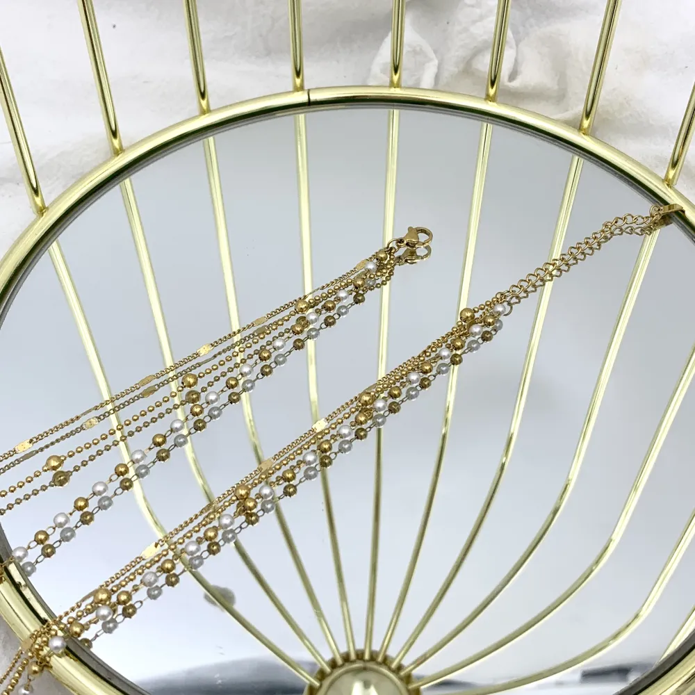 Multifili Lunghi con Perla-Collana Lunga in Acciaio - CAL-413-2224