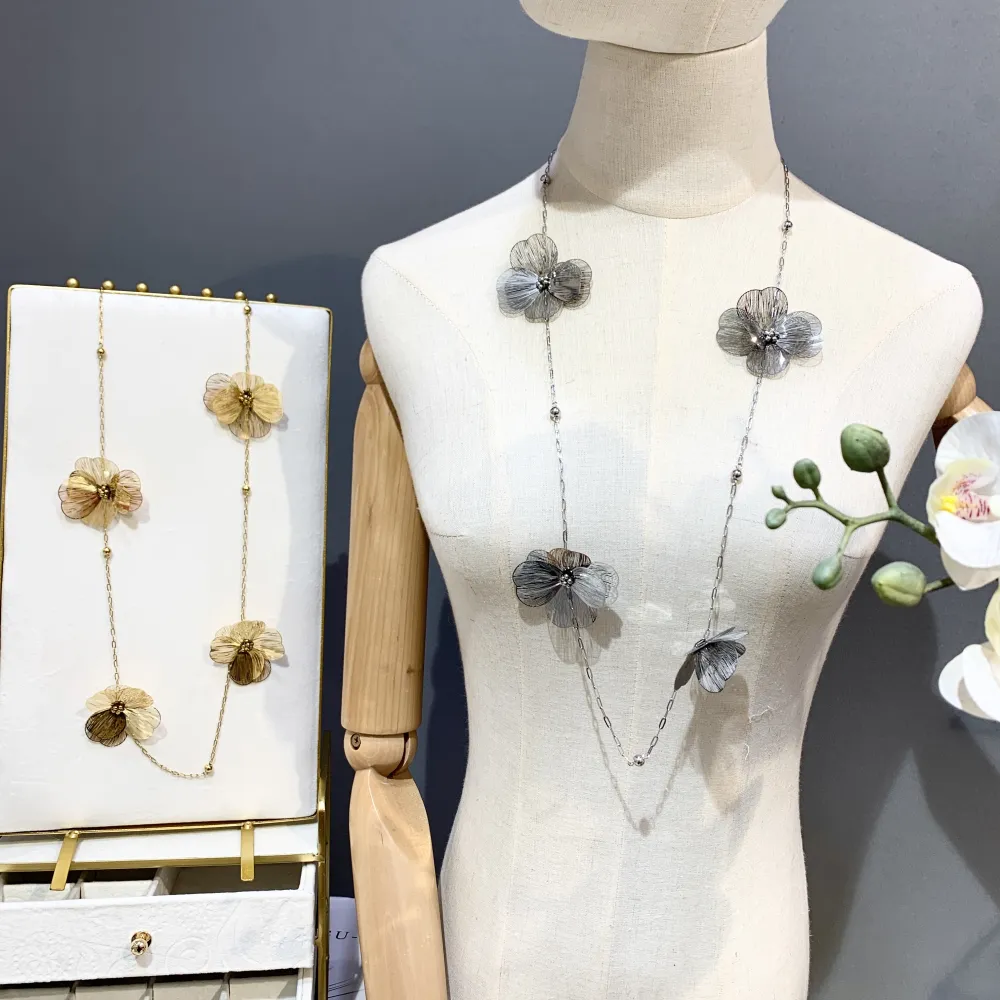 Fiore-Collana Lunga in Acciaio - CAL-732-195