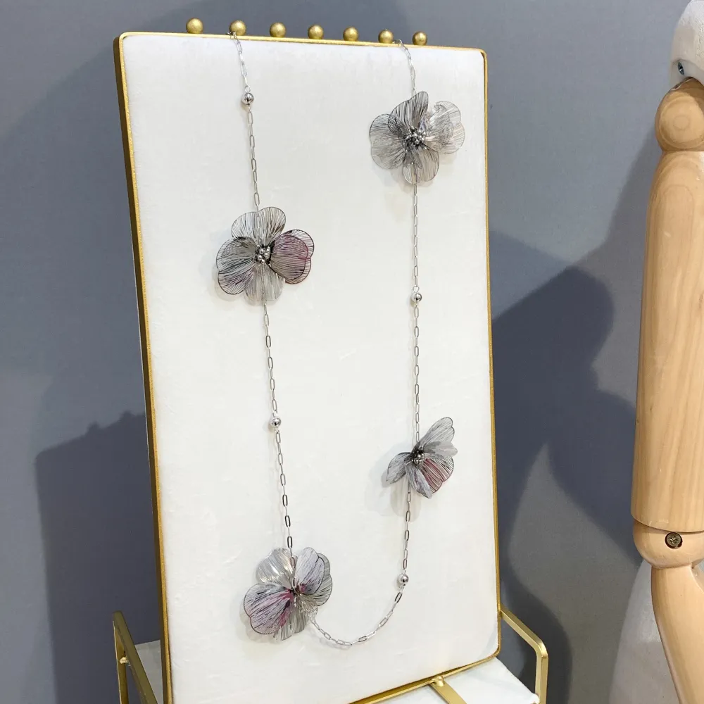Fiore-Collana Lunga in Acciaio - CAL-732-195