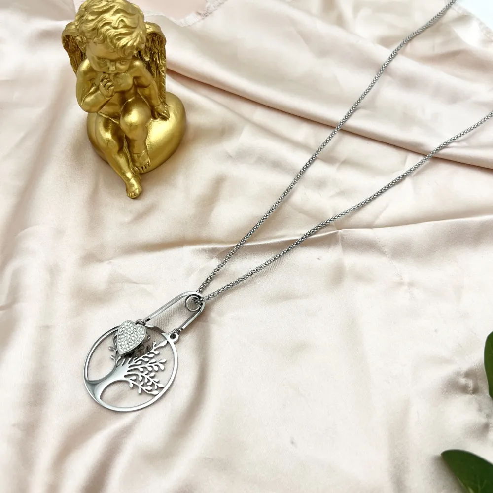 Albero della Vita-Collana Lunga in Acciaio - CAL-NS82