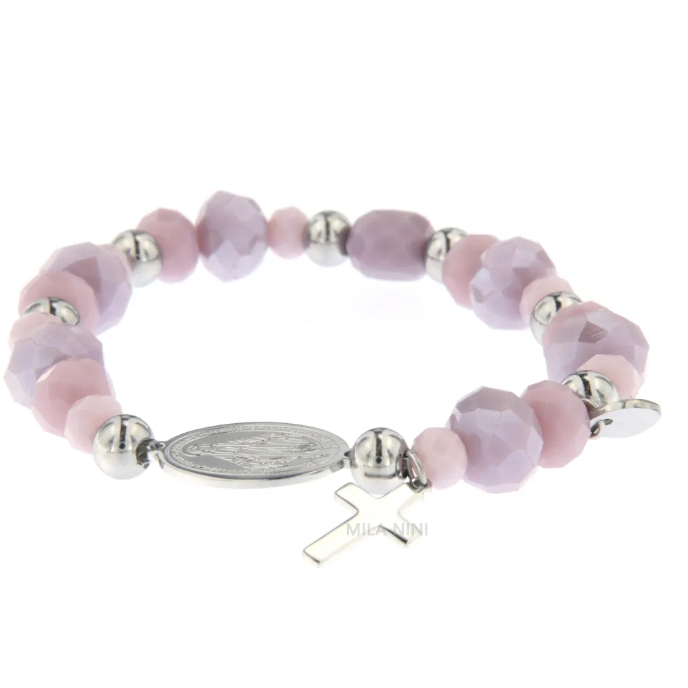 CBAE Madonna - Bracciale Elastico Cristalli Acciaio 1017 - CBAE Madonna - Bracciale Elastico Acciaio 1017