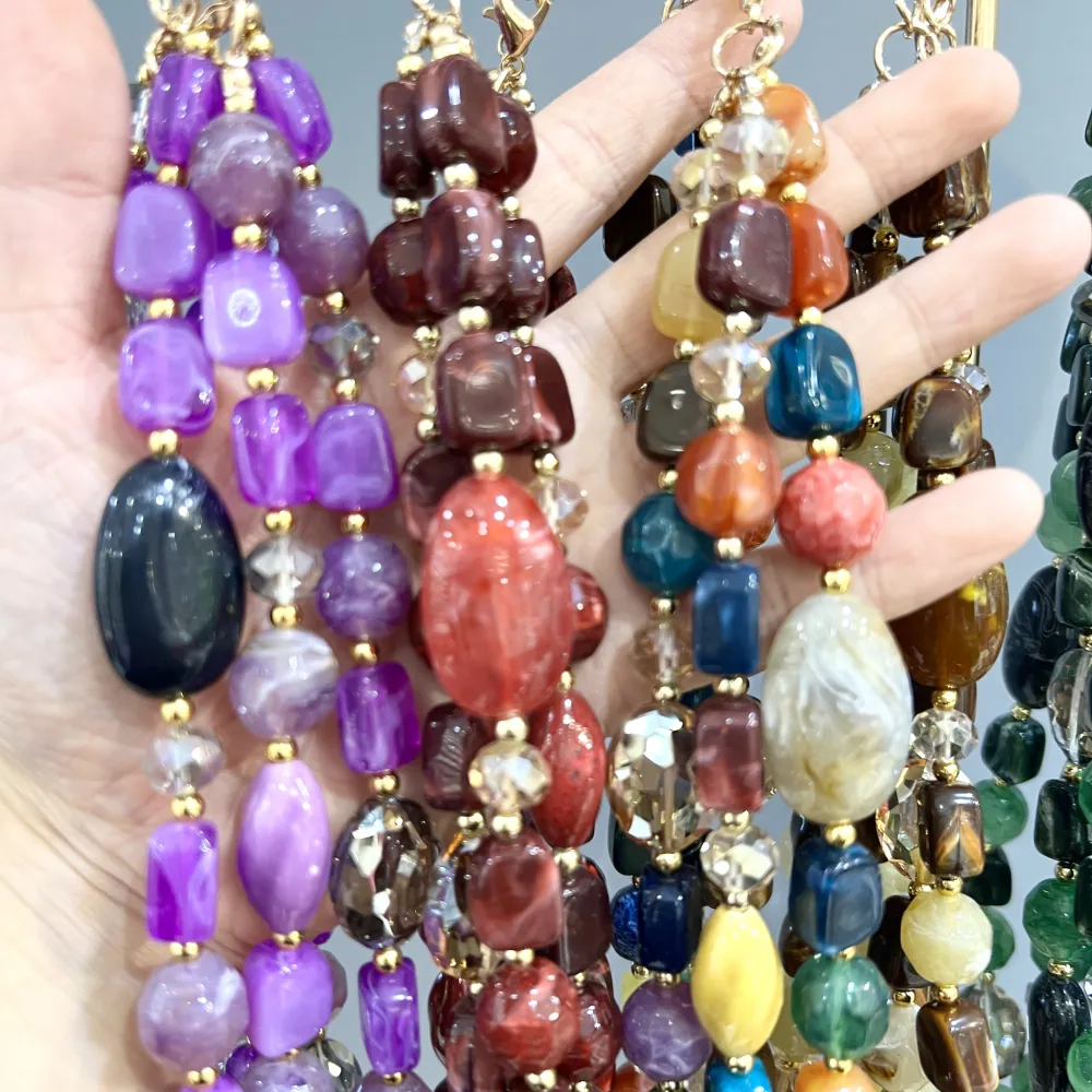 Multifilo Effetto Pietra-Collana Corta Moda - CMC-401-34S