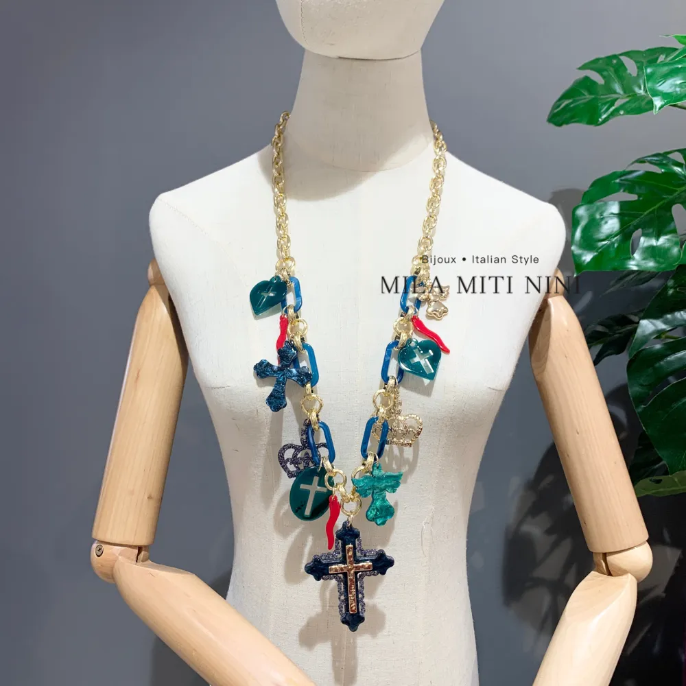 Croce Angelo  -Collana Lunga in Resina - CML-13370AW