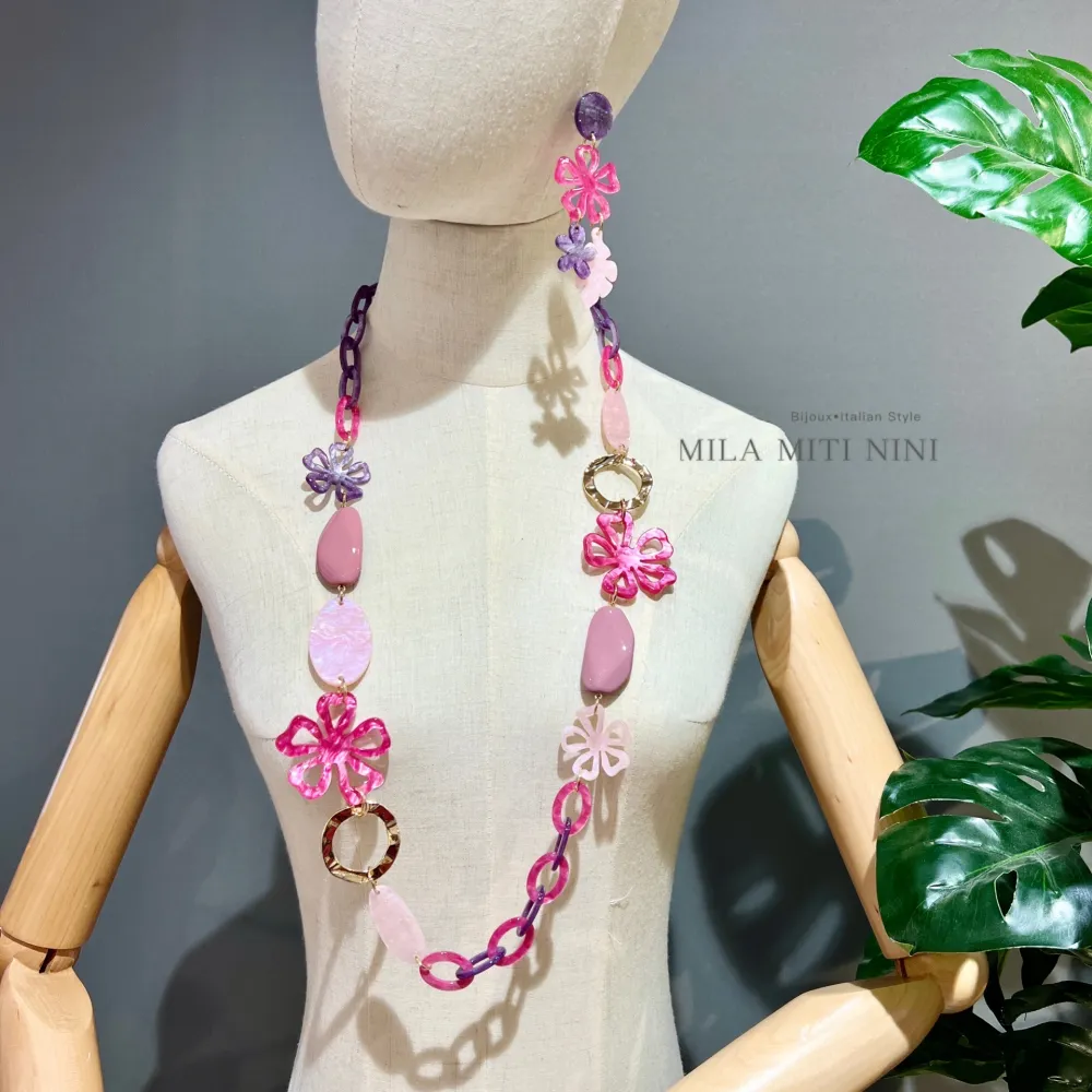 Fiore-Collana Lunga in Resina - CML-13583