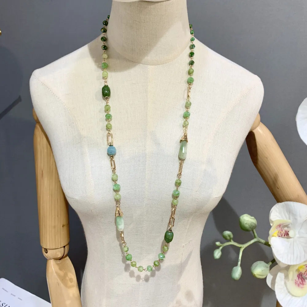 Ovale con Cristalli-Collana Lunga Moda - CML-703-20