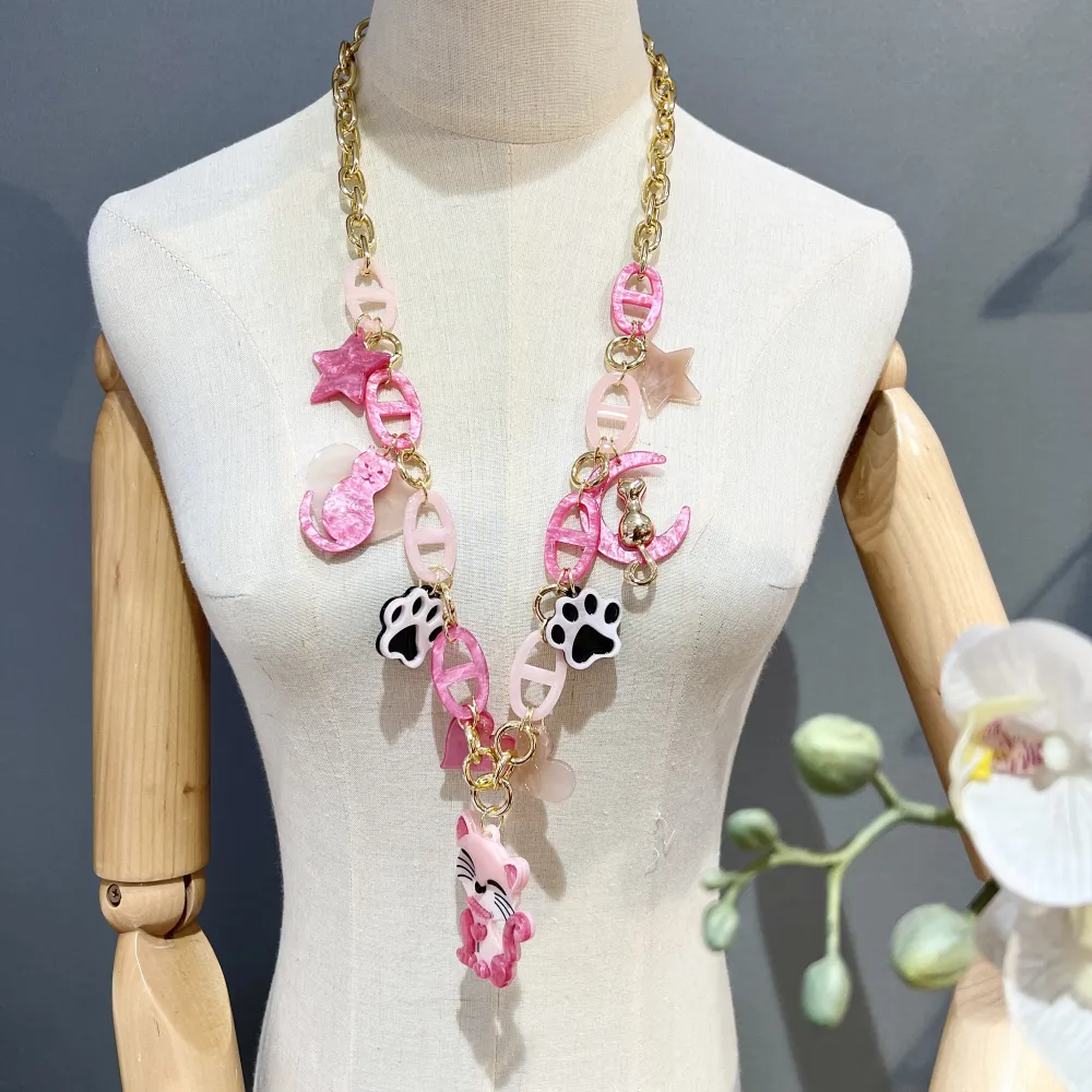 Gatto-Collana Lunga Moda in Resina - CML-YXL13369