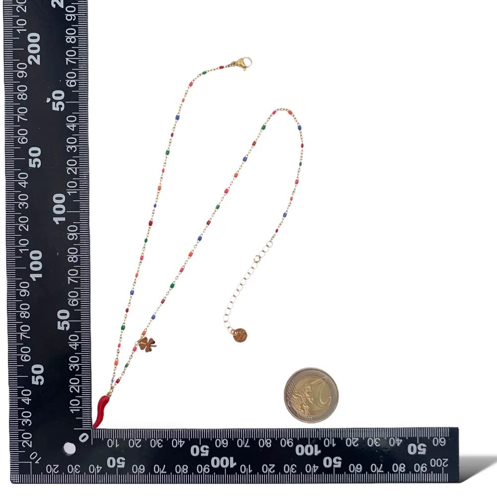 Cornino con Quadrifoglio-24pz Collane in Acciaio - CPA-103-AA3967N 24