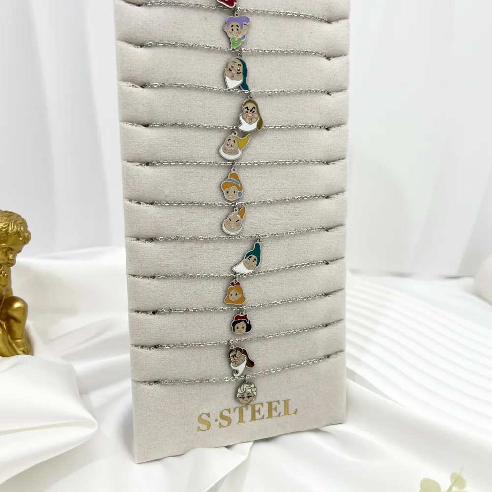 Favola Sette Nanni -12pz Collane in Acciaio - CPA-103-AA4072-4083N