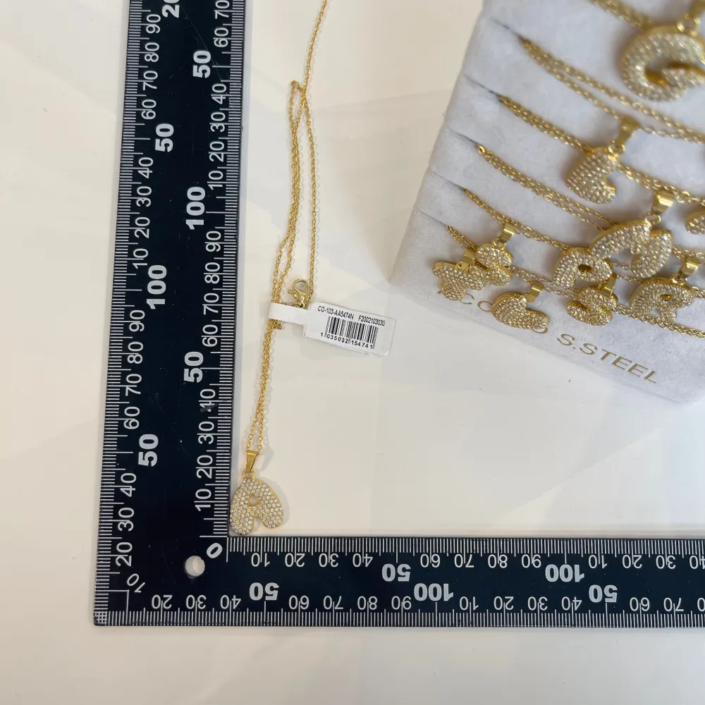 Iniziale Bombato con Zirconia -24pz Collane Corte in Acciaio - CPA-103-AA5474N