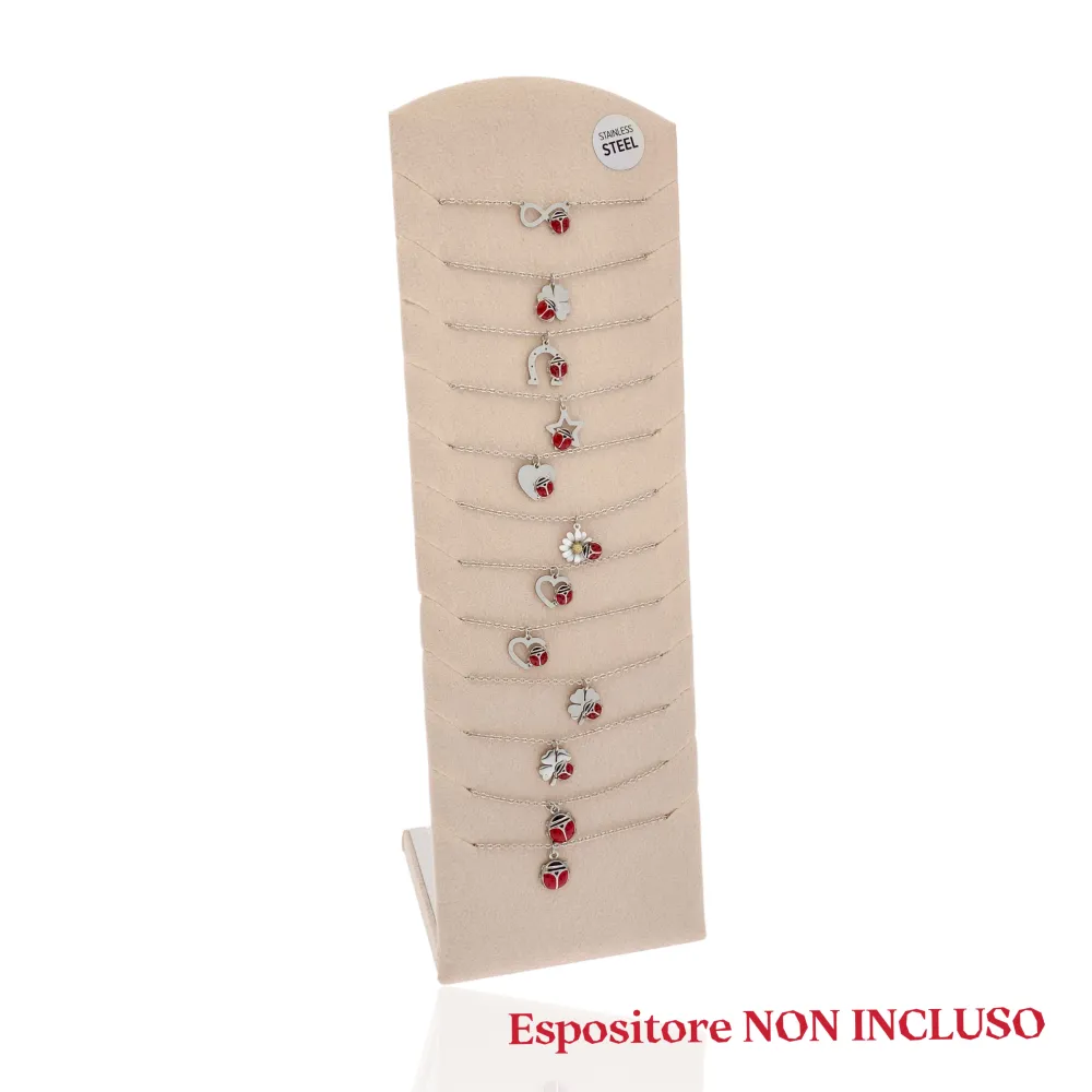 Mix Coccinella Smaltata-12pz Collane Corte in Acciaio - CPA-103-AA894N
