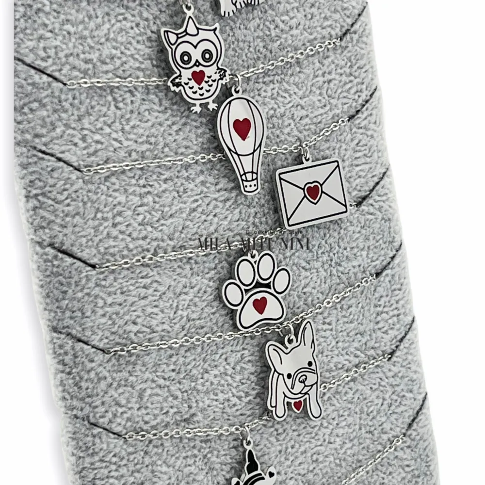 CPA413-1684-Ciondolo Smaltato- 12Pz Collane in Acciaio - CPA413-1684-Ciondolo Smaltato- 12Pz Collane in Acciaio