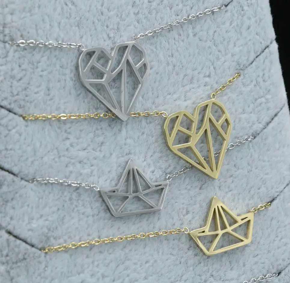 Collana in Acciaio OLIGAMI (12Pz + Espositore in Omaggio) - CPA413-281-Origami - Collana Acciaio 12pz con Espositore