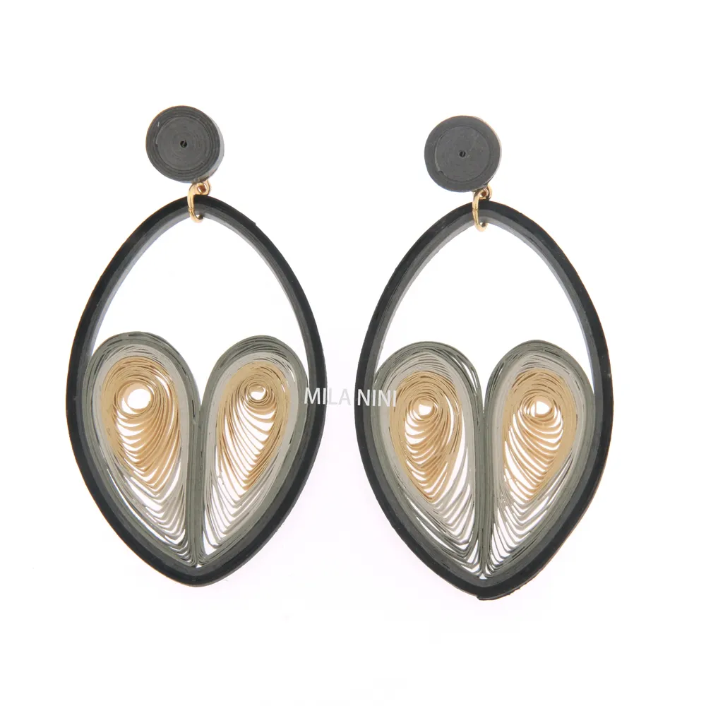 Orecchini handmade in carta - Cuore pendente-Oreccchini carta