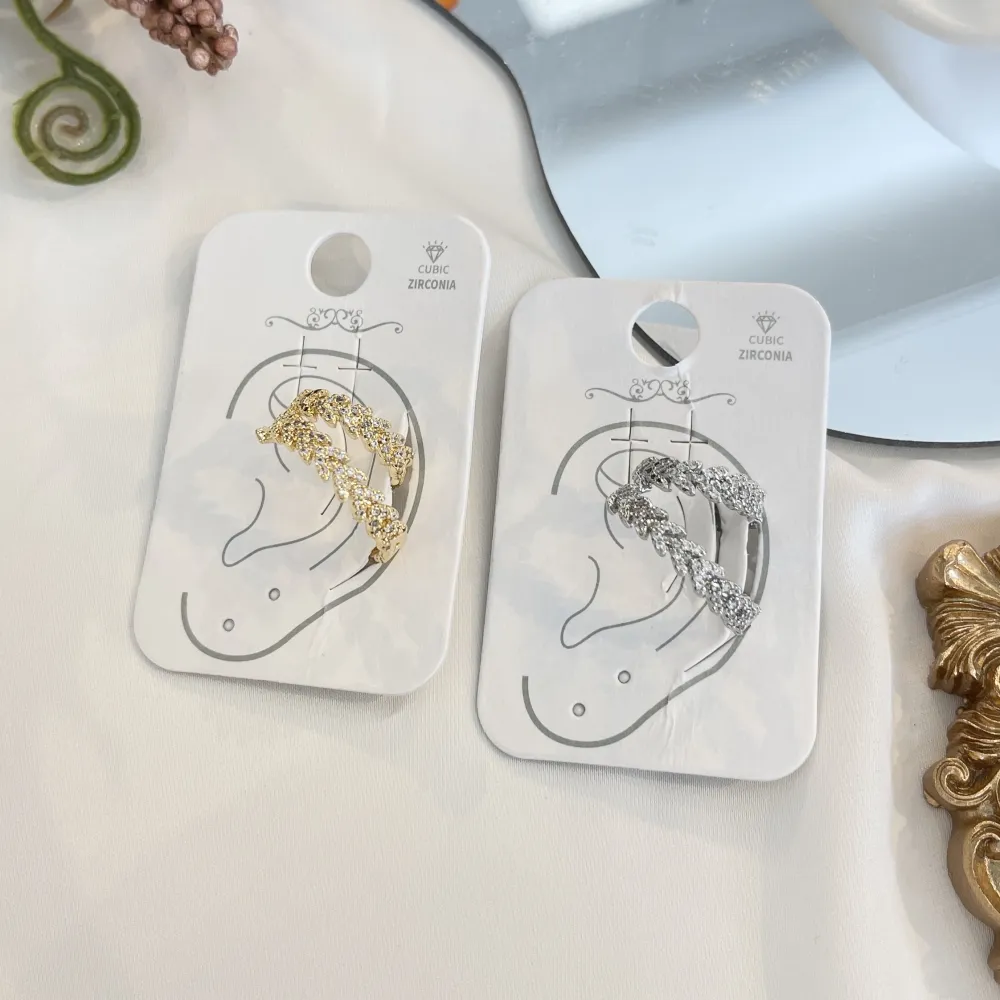 Doppio Cerchio con Zirconia-Earcuff in Ottone - EAK-506-333