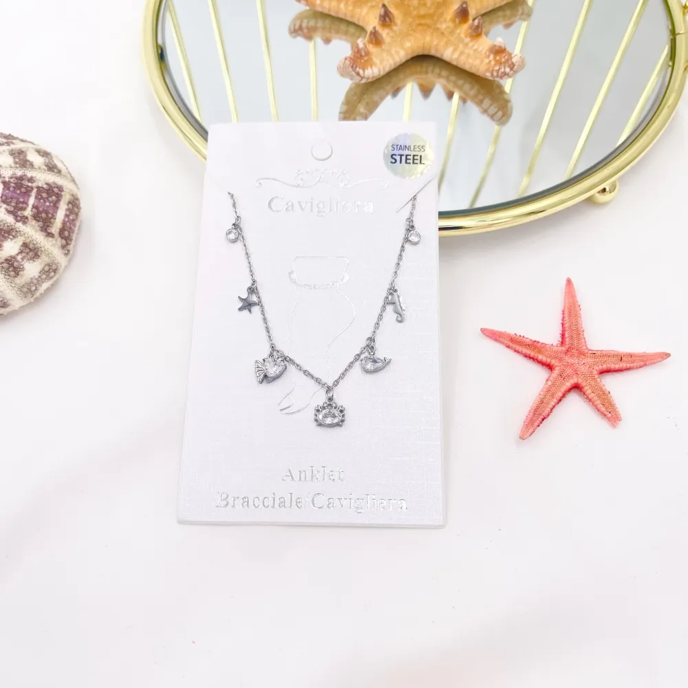 Mare con Zirconia-Cavigliera in Acciaio - KAV-103-AA2746B