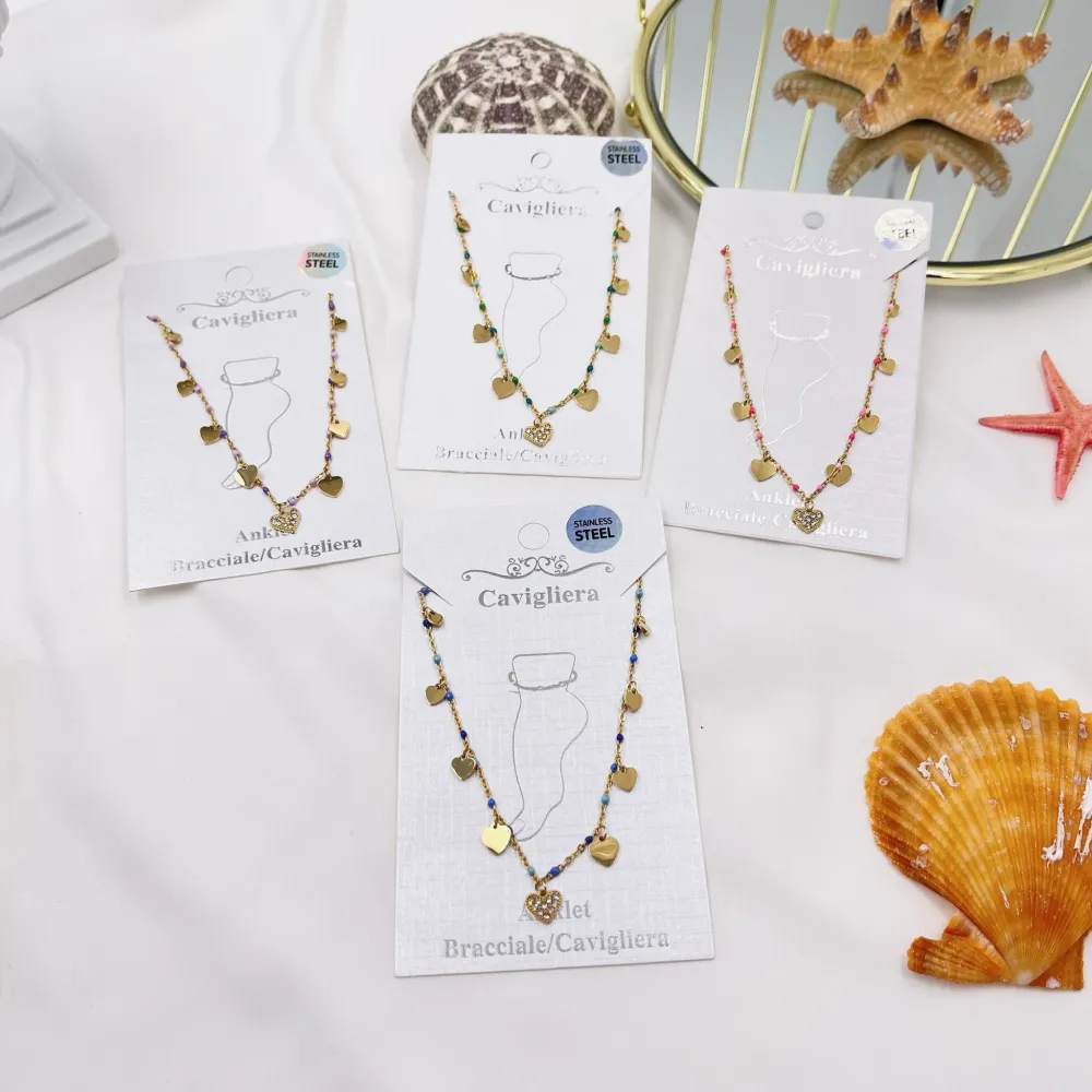 Cuore Smaltato-Cavigliera in Acciaio - KAV-103-AA3439B