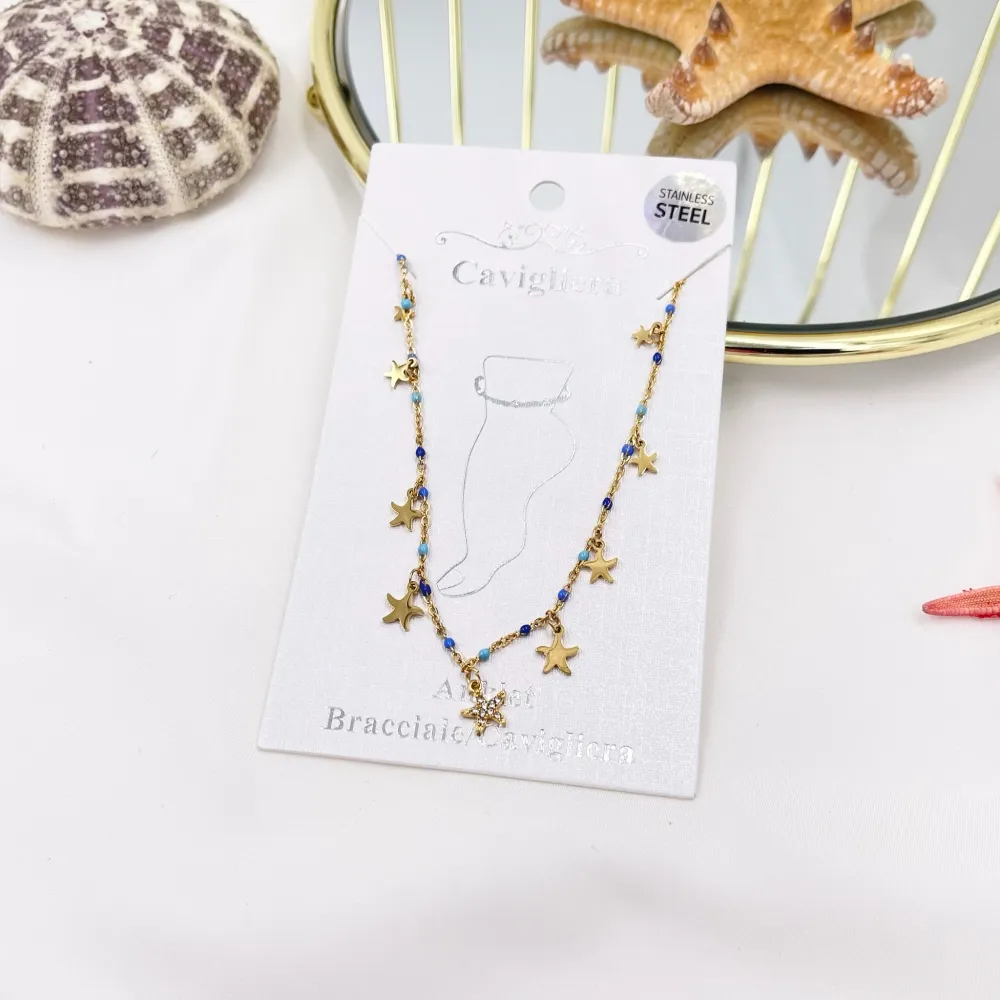 Stella Marina Smaltata-Cavigliera in Acciaio - KAV-103-AA3442B