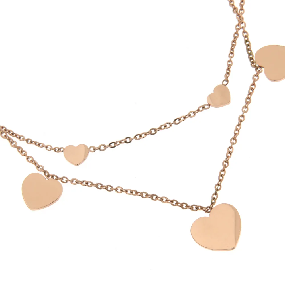 Cuore 3186 - Cavigliera Doppia Catena in Acciaio - KAV-413-63B