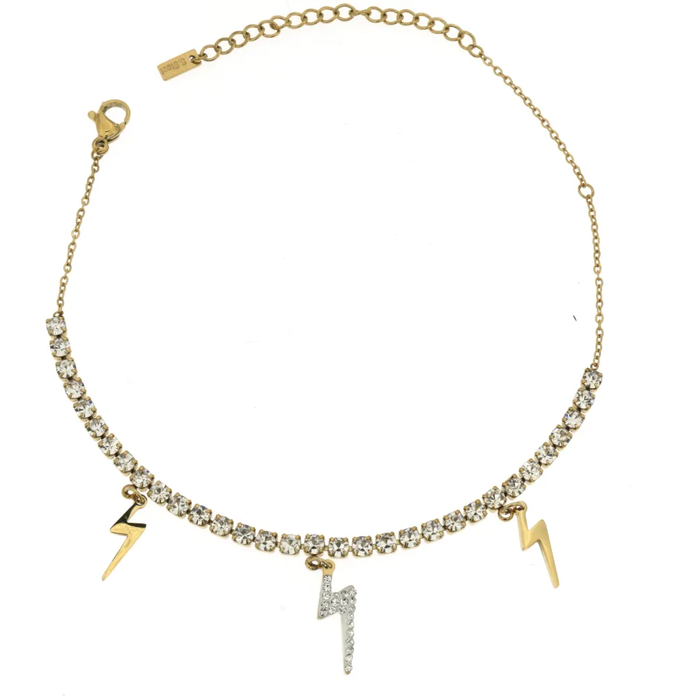 KA-Fulmine Strass 5174 - Cavigliere in Acciaio - KAV-413-A73