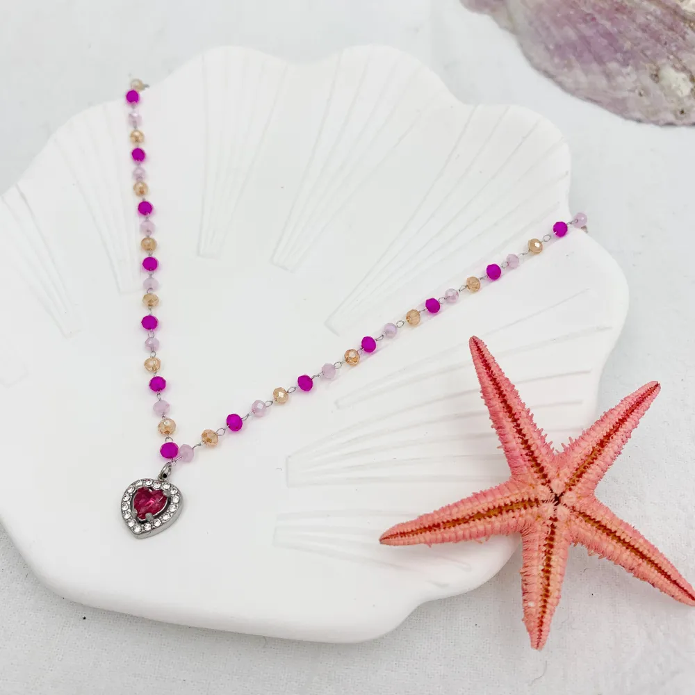 Cristalli con Cuore Pendente-12pz Misti Cavigliere in Acciaio - KPA-103-AA843B