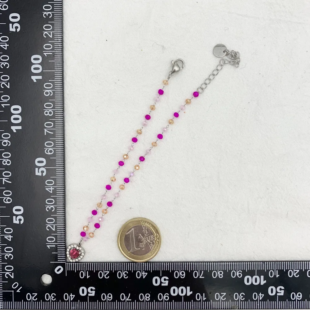 Cristalli con Cuore Pendente-12pz Misti Cavigliere in Acciaio - KPA-103-AA843B