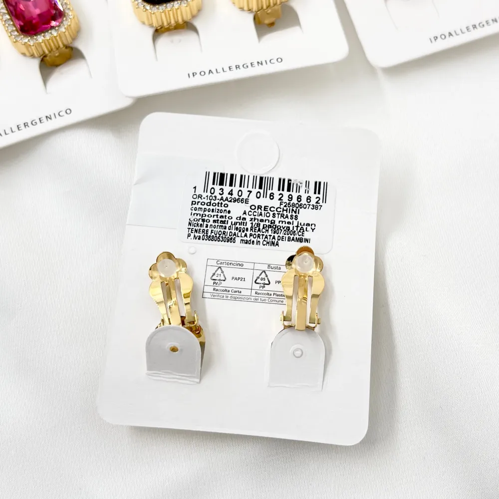 Rettangolare -Orecchini a Clip in Acciaio - OAK-103-AA2966E