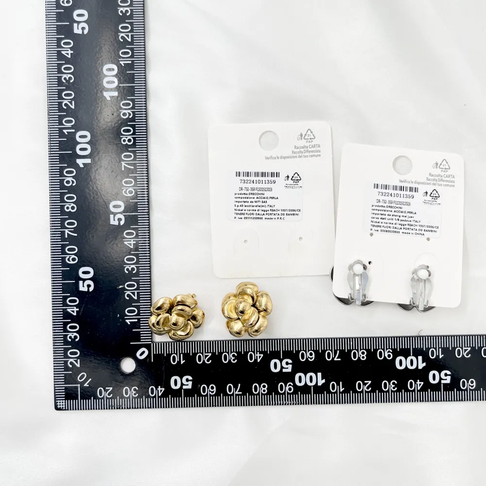 Fiore Rosa -Orecchini a Clip in Acciaio - OAK-1732-359