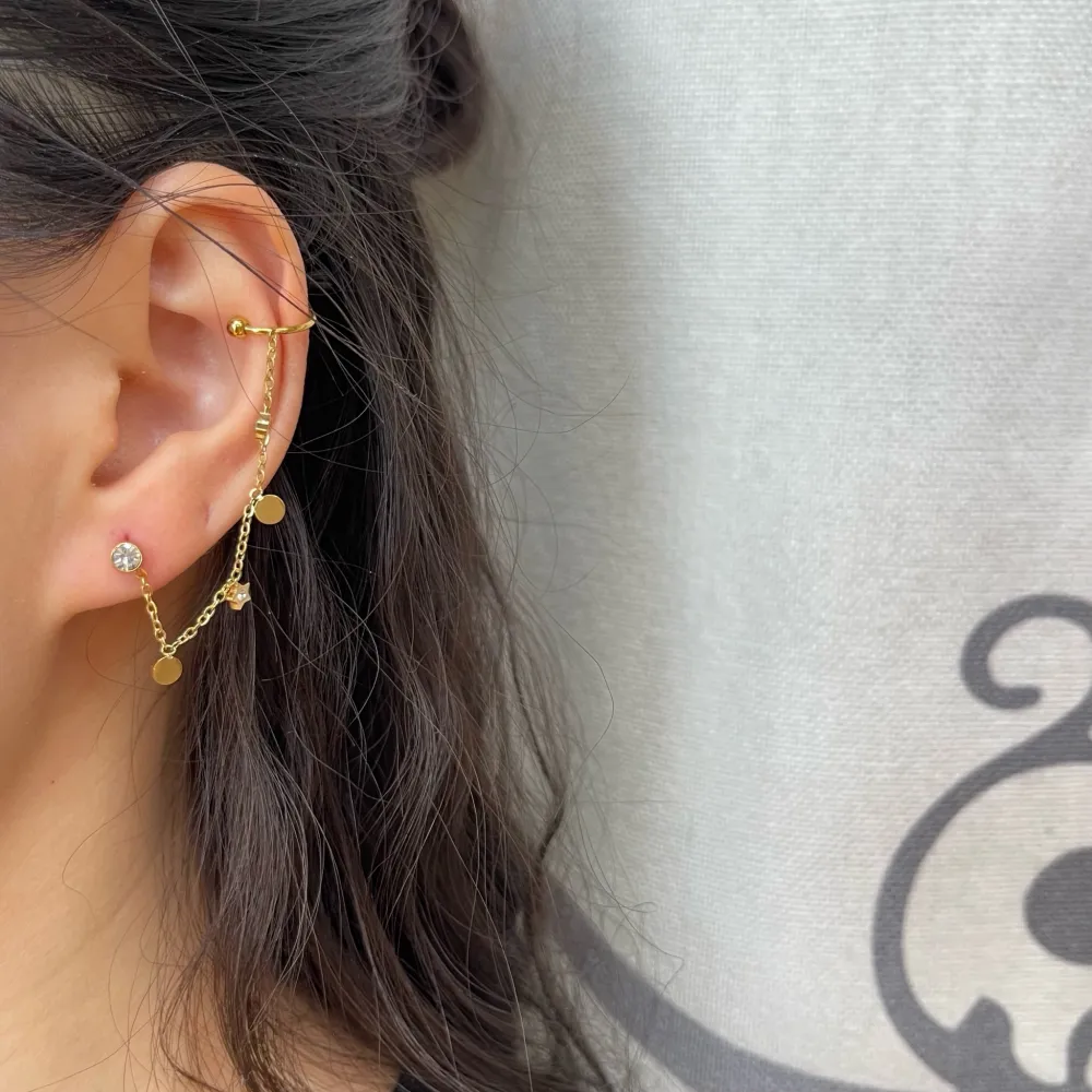 Punto Luce con Stella e Tondo-Orecchini con Earcuff in Acciaio - OAP-103-AA1707E