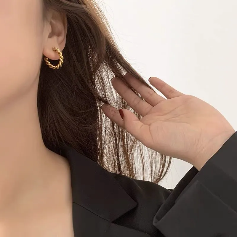 Cerchio Intrecciato -Orecchini in Acciaio - OAP-103-AA190E