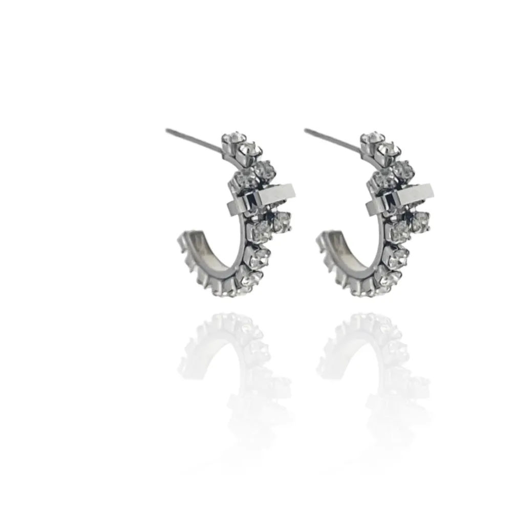 Cerchio con Zirconia-Orecchini in Acciaio - OAP-103-AA2433E