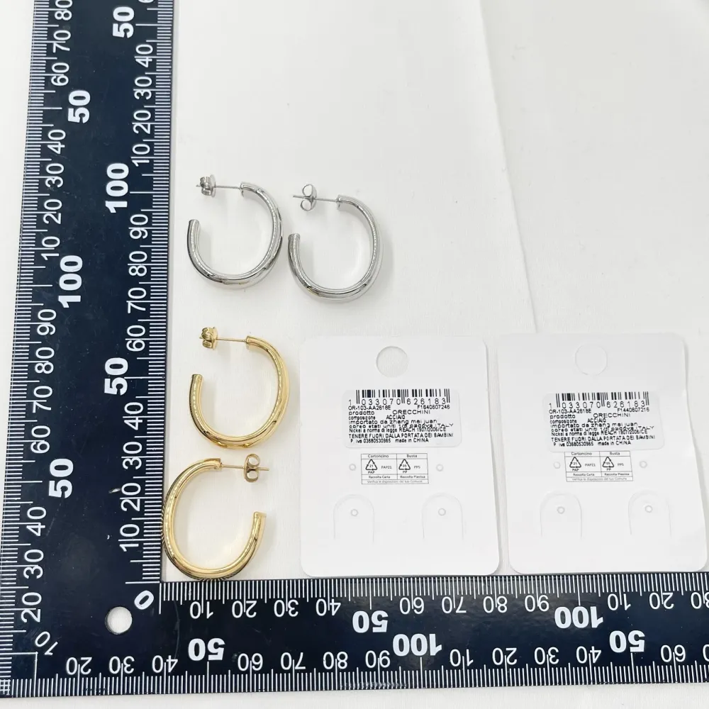 Cerchio Lavorato-Orecchini a Cerchio in Acciaio - OAP-103-AA2681E