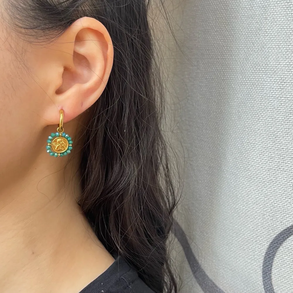 Cerchio con Angelo-Orecchini in Acciaio - OAP-103-AA2710E