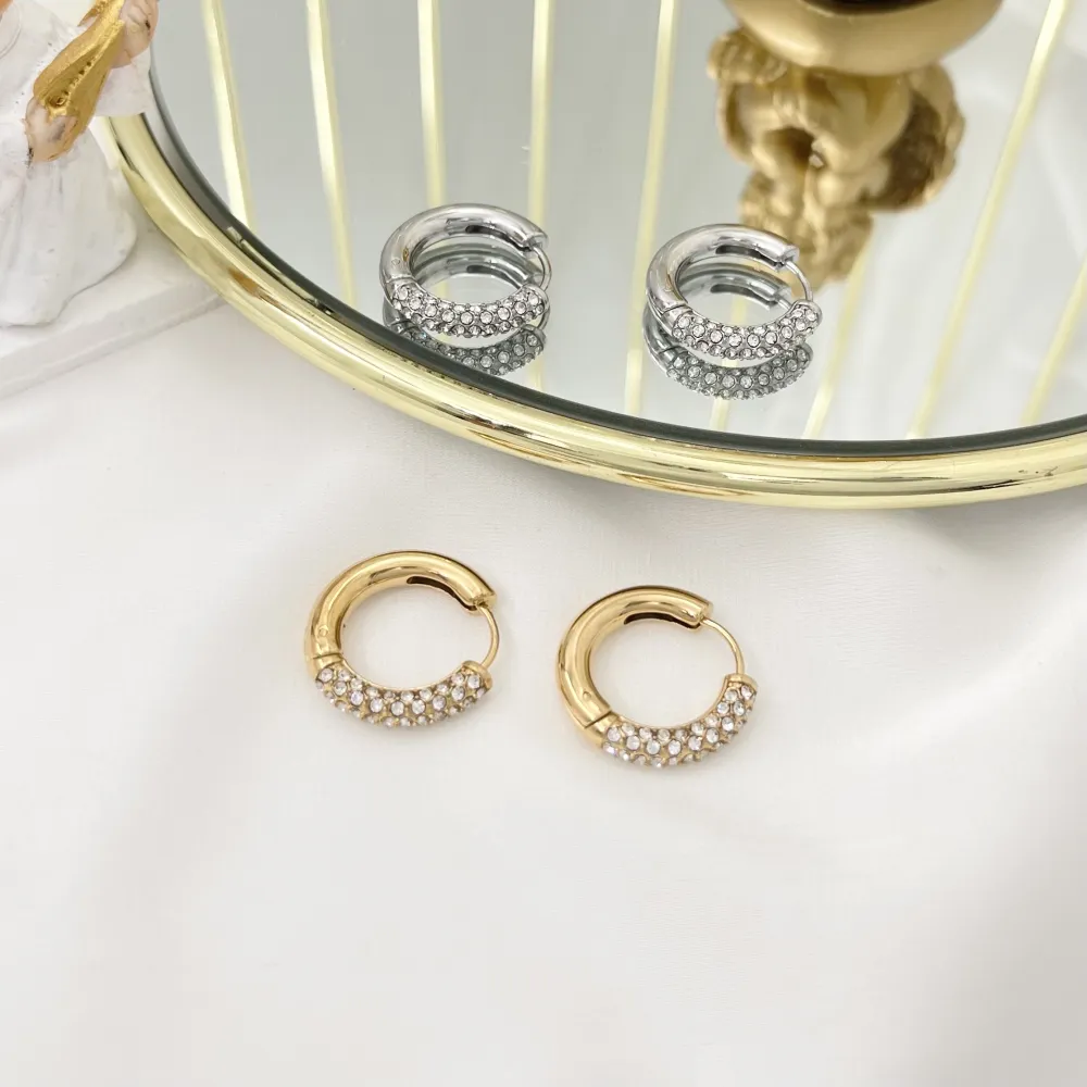 Cerchio in Acciaio con Strass-Orecchini in Acciaio - OAP-103-AA3342E